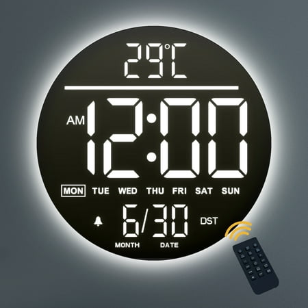 LEIKE 10 Large Digital Wall Clock with Seconds, Alarm Countdown Timer, Big LED Display, RGB Color, DST, Temperature, Mounted for Bedroom Living Room Office Classroom Gym, Xmas Birthday Gift, RGB