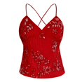 thumbnail image 5 of DHFJKG Women's Glitter Camisoles Top Sequin Embroidery Criss Cross Lace Up Sexy Sleeveless Shirts Party Club Going Out V Neck Versatile Tops, 5 of 5