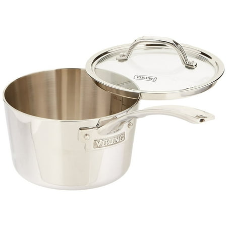 Viking Contemporary 3-Ply Stainless Steel Saucepan with Lid, 2.4 Quart