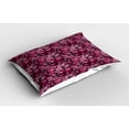 thumbnail image 2 of Ambesonne Romantic Pillow Sham 2 Pack, Feminine Peony Flowers, 26"x20", Dark Magenta and Pink, 2 of 3