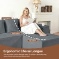 thumbnail image 5 of 95 Cloud Couch, Gray Modern Sectional Couch for Living Room, L-Shaped Corduroy Boneless Sofa with Deep Seat, 1 Ottoman, Left-Facing Chaise, 5 of 8