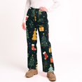 thumbnail image 5 of WTOBBY Women's Festive Christmas Print Pajama Bottoms, Soft and Comfortable Fleece-Lined Sleep Pants with Snowflake and Tree Designs, Casual Home Wear for Winter,Dark Green XS, 5 of 5