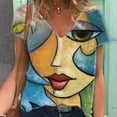 thumbnail image 1 of Puntoco mujeres verano moda manga corta cuello en V impresión Casual blusa camiseta tops Puntoco Puntoco-6557, 1 of 6