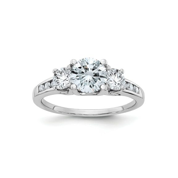 FJC Finejewelers 14 kt White Gold 1.50 ct. Three Stone with Sides D E F Pure Light Moissanite Engagement Ring