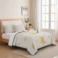 thumbnail image 5 of Quilts Twin XL Size Bedding Set, Boho Minimalist Lightweight Quilted Comforter, Gold Cream Minimalist Motif Soft Reversible Bedspread Coverlet with Pillow Covers for All Season, 68" x 98", 5 of 9