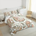 thumbnail image 3 of Manfei Paisley Flower Queen Comforter Set,Boho Theme Bedding Sets,Orange Green White Bedding Comforter Set For Adults,Microfiber Bedroom Decor Reversible,3pcs, 3 of 8