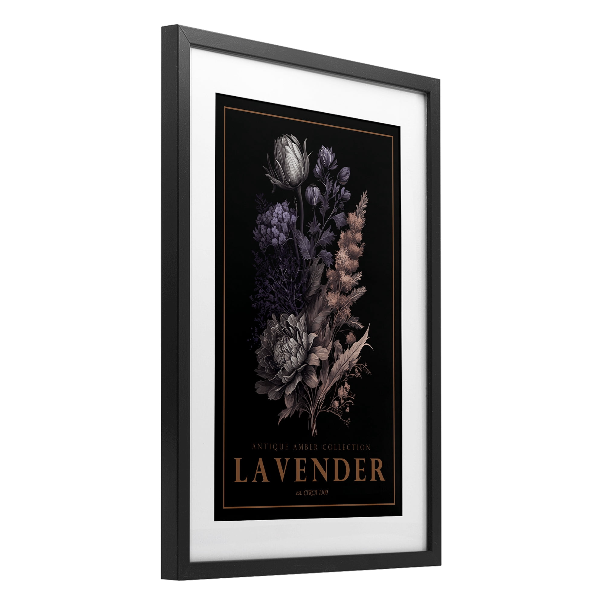 Stupell Industries Antique Lavender Light Black Framed Print Under Glass, design by Chris Giampietro
