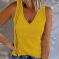 thumbnail image 2 of Women's Ribbed Tank Tops Sleeveless V Neck Slim Fit Casual T Shirt Solid Color Basic Tees Yellow,XL, 2 of 6
