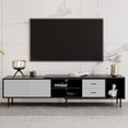 thumbnail image 2 of 71" Modern TV Stand for 80" TVs - Black & Grey Media Console with 2 Soft-Close Cabinets, Entertainment Center with Open Shelving & Cable Management, 2 of 15