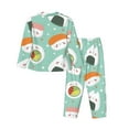 thumbnail image 2 of Kll Kawaii Sushi Print Women'S Long Sleeve Pajamas With Pants Sleepwear Loungewear 2 Set-X-Large, 2 of 9