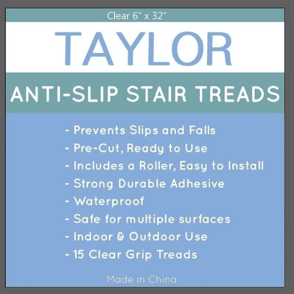 Anti Slip Tape for Staircase & Floor Step Treads, Grip Tape 15 Pre-cut strips 6"x32" and Roller - Angelie Taylor