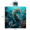 thumbnail image 2 of Hippocampus Canvas Beach Blanket - Picnic Mat Outdoor Waterproof Sand Proof Large Portable Camping Rug Foldable with Corner Pockets and Stakes for Travel Hiking Grass Park Vacation 80" x 60", 2 of 6