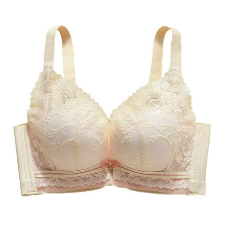 LLYwey Women S Bras On Clearance Ladies Lace Underwear Push Up Small Chest Soft Cup Thickness No Underwire Bra Women s Plus Size Polyester Wire-Free Bra Style LW-308 Yellow XXL