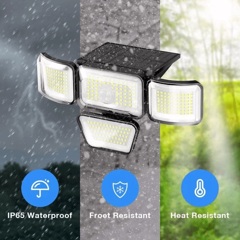 Solar Security Light, 4-Head, 3000 Lumens, 270° Wide Angle, 2-Pack photo 5
