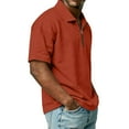 thumbnail image 4 of Mens Polo Shirts Casual Quarter-Zip Solid Color Beach Shirt Lightweight Short Sleeve T Shirt Classic Work Collared Pullover Tops OIOLOYJM Ginger 2XL, 4 of 9
