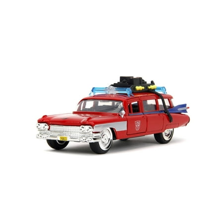 Ecto-1 1959 Cadillac Ambulance Transformers Mash-Up, Ghostbuster - Jada Toys 35863 - 1/32 Scale Diecast Model Car