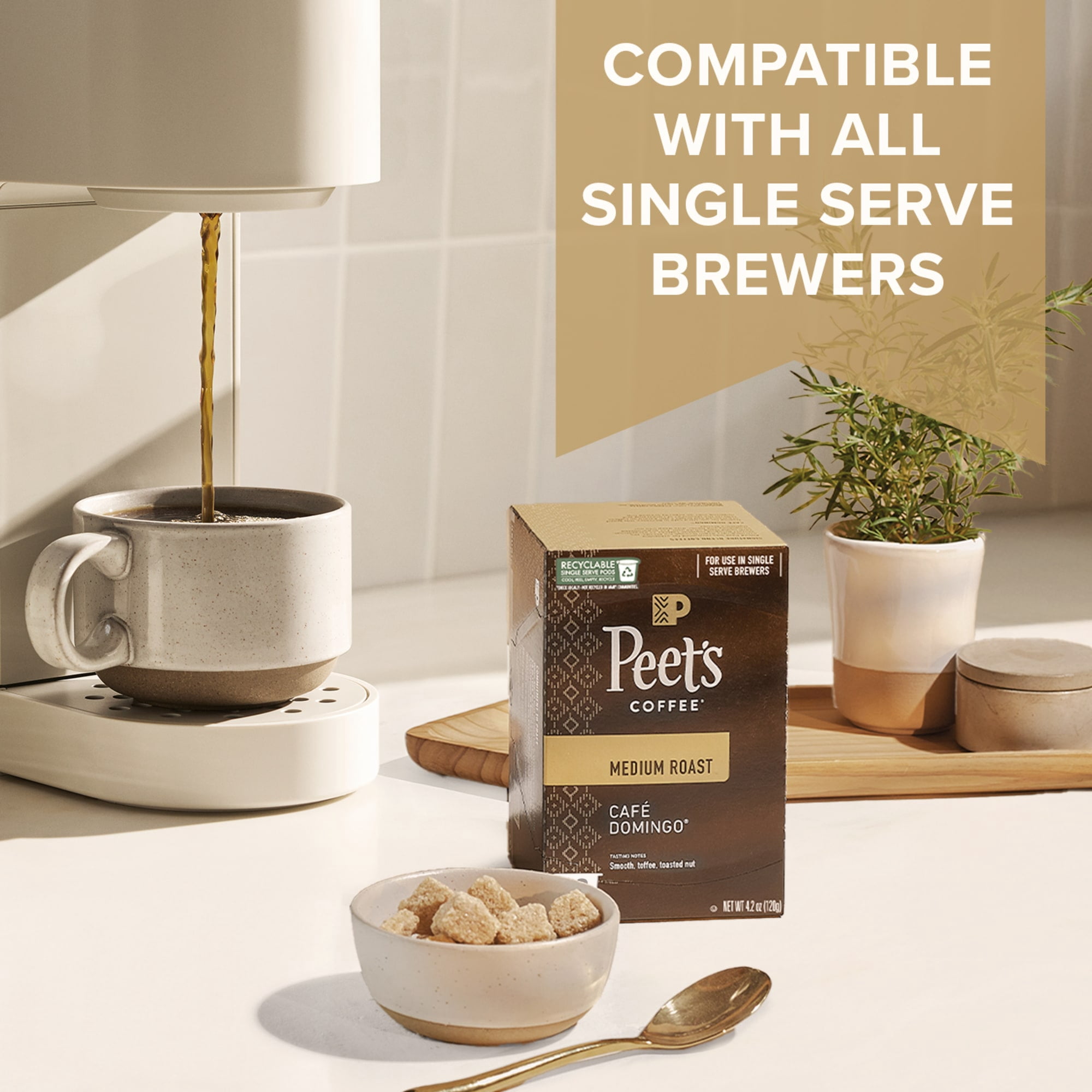 Peet's Coffee Pumpkin Spice Flavored Premium Light Roast Single Serve Coffee Pods, 22 Count