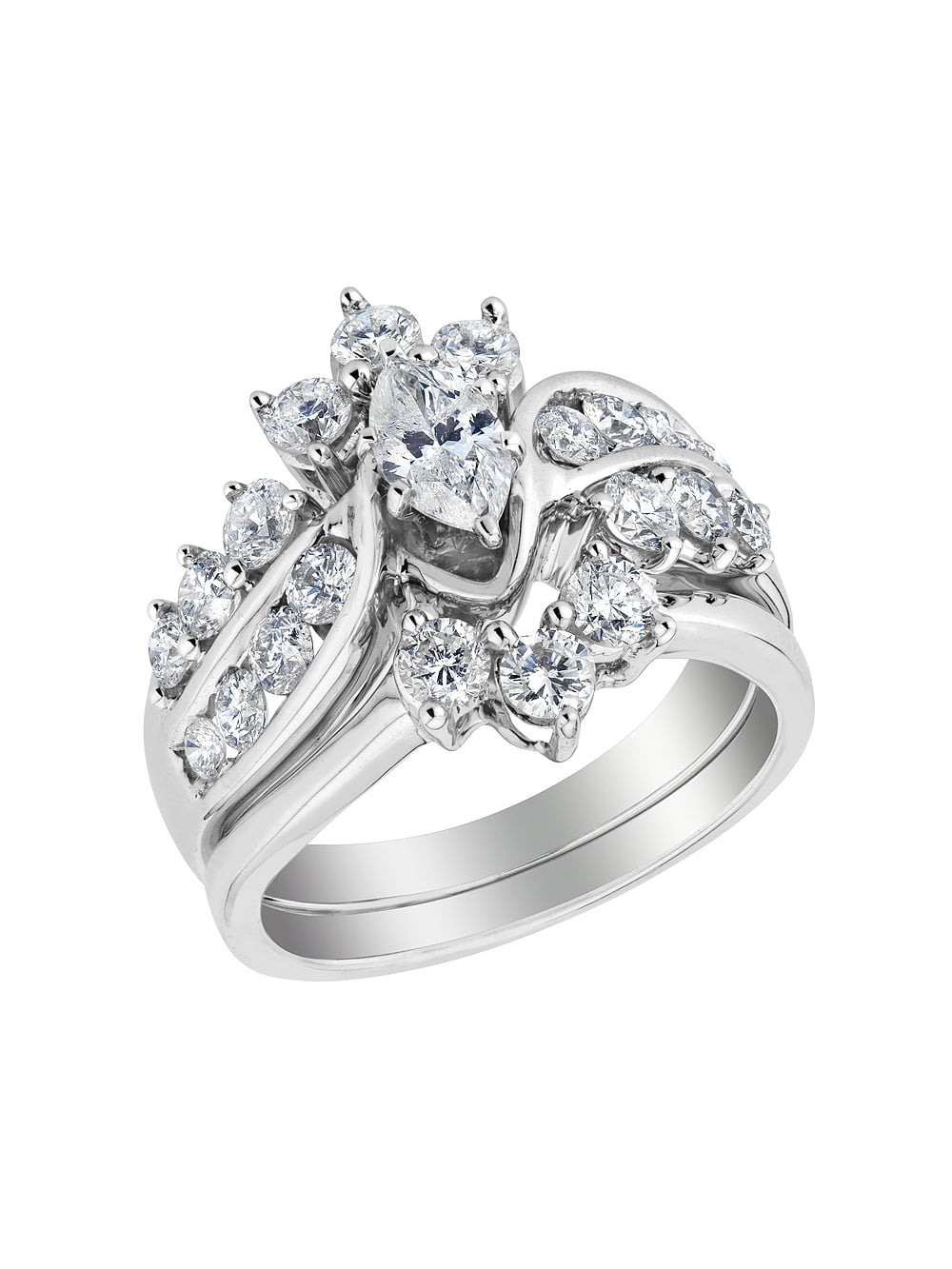 Diamond Marquise Engagement Ring And Wedding Band Set 2 0 Carat Ctw Diamond Marquise Engagement Ring And Wedding Band Set 2 0 Carat Ctw In 14k White Gold