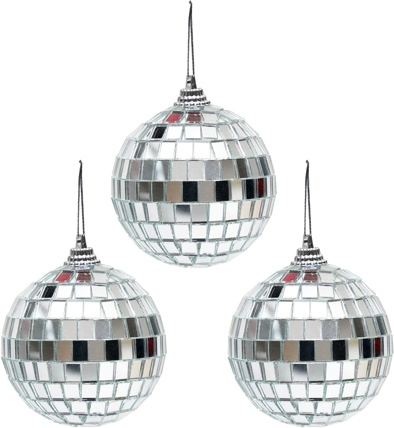 Nvzi 3 pcs 3.2 Inch Disco Ball Mirror Party Christmas Tree Ornaments