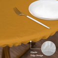 thumbnail image 4 of Solid Color Round Fitted Table Cover Ginger Waterproof Table Cloth with Elastic Edge Wipeable Tablecloth for Picnic Camping Party Fits 36"-44" Diameter, 4 of 8