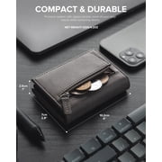VULKIT Side Slider Mechanism, with/without Back Zipper Pocket, Magnetic Strip Closure Tri-fold Wallet-VC302 Grey