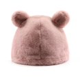 thumbnail image 1 of Gorro VPTMRP para mujer, pelo peludo y orejas de oso, color rosa cálido, 1 of 7