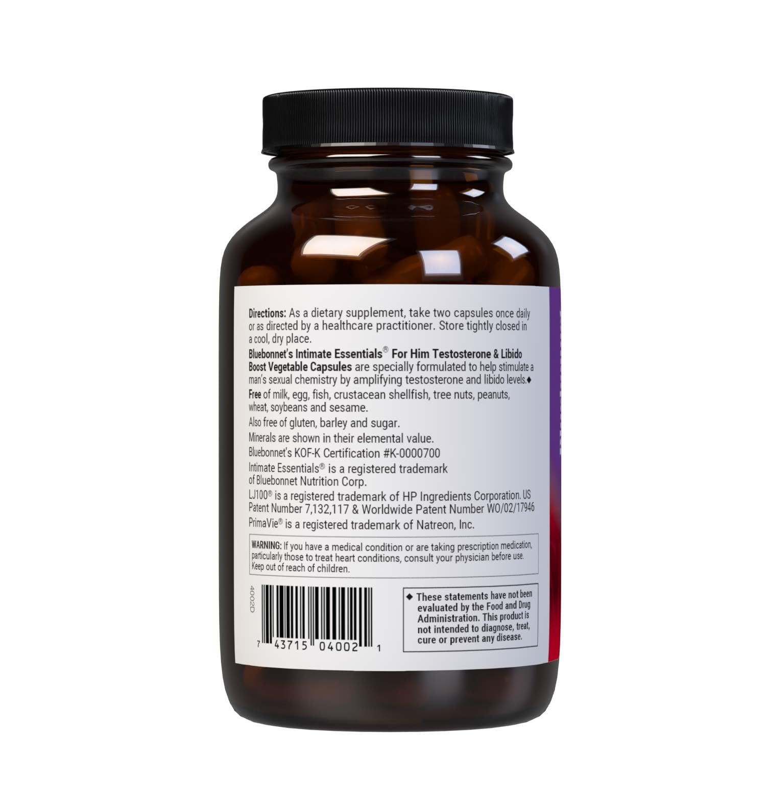 Bluebonnet Intimate Essentials for Him, Testosterone & Libido Boost* - 30 Servings