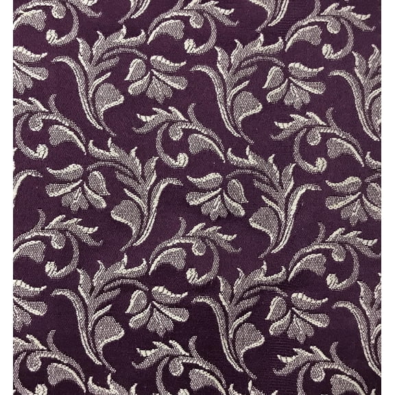 Decora Furnishings Floral Vine Design Jacquard Material Cotton Mix Fabric Blend for Upholstery, Chair, Window Treatments, Chair - Width 54 inches - Fabric by The Yard (Purple)