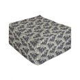 thumbnail image 1 of Halloween Rectangle Pouf, Bat Zentangle Horror Bats Spider Nets Repetitive Monochrome Print, Under Desk Foot Stool for Living Room Office Ottoman with Cover, 25", Dark Night Blue Cream, by Ambesonne, 1 of 4
