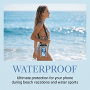 Waterproof Phone Pouch, Universal Underwater Phone Case with Lanyard for Beach Swimming Travel - Black