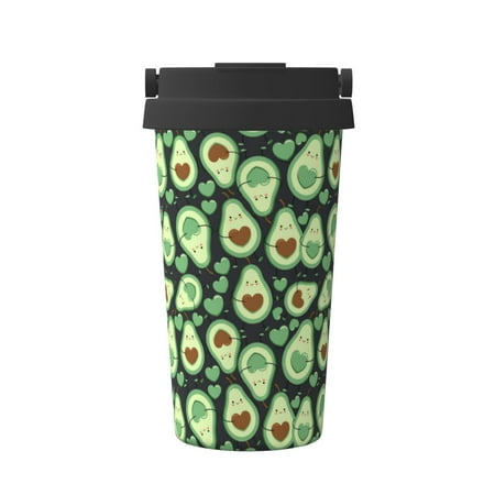 

Salouo Avocado Heart Print Coffee Travel Mug Spill Proof with Lid-Stainless Steel Vacuum Insulated Tumbler - Thermos Cup for Keep Hot/Ice Coffee Tea and Beer