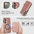 thumbnail image 4 of Decase for Samsung Galaxy A15 Flip PU Leather Back Cover with 2-in-1 Detachable Magnetic Wallet with 5 Card Slots Compatible Mag-Safe and RFlD Blocking Kickstand and Wireless Charging,Rosegold, 4 of 6
