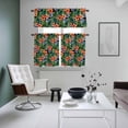 thumbnail image 5 of Red Blue Flower Kitchen Curtains Valances and Tiers Set of 3 Tropical Plants Green Leaf Summer Tier Curtains and Valance with Rod Pocket for Small Windows, 27.5"x24", 5 of 9