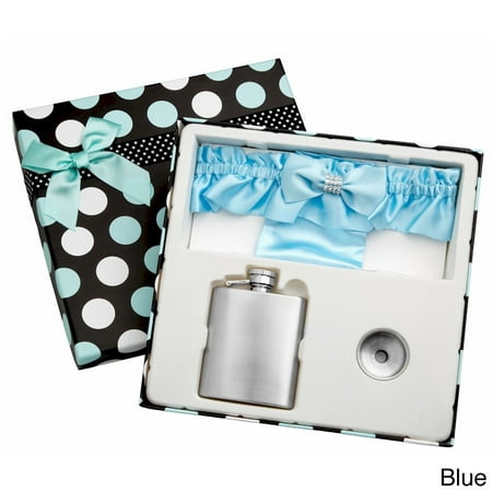 Top Shelf Flasks Top Shelf 3-Ounce Blue Garter Belt Flask for Weddings with Gift Box