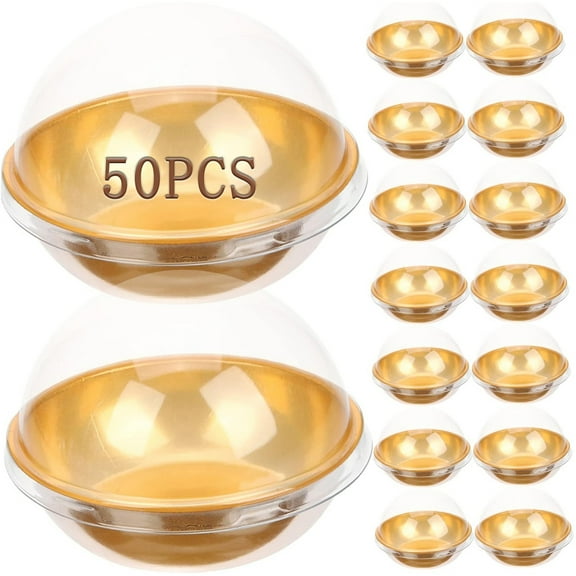 Tutuviw Mini Round Cake Boxes 50 Pcs Transparent Muffin Holders Dome Containers Plastic Mini Cake Box for Mini Desserts for Parties Weddings Birthday Christmas Gift Home Use
