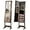 Rustic Brown, variant on SAZYY Jewelry Cabinet with Full-Length Mirror, Standing Jewelry Armoire Organizer with 64 Earring Slots, 72 Ring Slots, 20 Necklace Hooks, 4 Storage Shelves, 3 Angle Adjustable, White