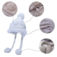 thumbnail image 3 of Lojalitet Gorro de lana con bola de piel bordada dulce otoño e invierno más gorro de punto grueso y cálido de terciopelo, 3 of 5