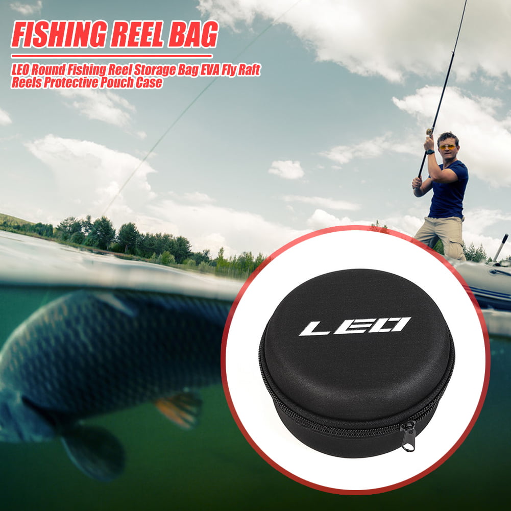 LEO Round Fishing Reel Storage Bag EVA Fly Raft Reels Protective Pouch Case