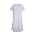 thumbnail image 2 of Bigersell Robes et Robes de Soirée Robe pour Femme Ample à Col Rond avec Poche en Coton et Lin Robe à Manches Courtes Robe pour Invitée de Mariage Femme Robe Soleil Régulière Robes, Style 33164, Blanc G, 2 of 9