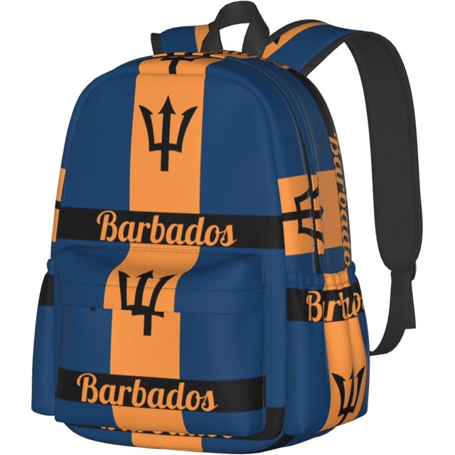 Barbados Flag Laptop Commuter Backpack Shoulder Bag Casual Back Pack Daypack Bags With Side Pockets For Work Travel Daily Use