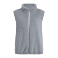 thumbnail image 5 of Xdegoge Womens Sherpa Fleece Vest Casual Fuzzy Sleeveless Full Zip Up Stand Collar Warm Fall Winter Jacket Cozy Outerwear with Pockets, 5 of 9
