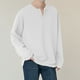 thumbnail image 4 of Blusas y camisas de manga larga con cuello en V para hombre, blusas casuales de color liso con cuello en V y manga larga, blusas de poliéster para hombre, 4 of 6
