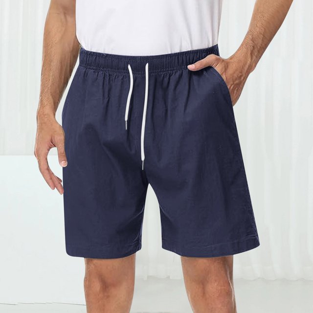 toraway Mens Summer Shorts Elastic Waist Drawstring Beach Shorts Solid Color Loose Shorts With Pockets XXL