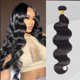 thumbnail image 1 of Mechones de cabello humano de 20 pulgadas, mechones de ondas corporales brasileñas 12A, mechones de ondas corporales negras naturales, extensiones de cabello humano completo y grueso, 1 of 1
