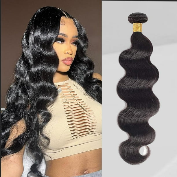 Mechones de cabello humano de 20 pulgadas, mechones de ondas corporales brasileñas 12A, mechones de ondas corporales negras naturales, extensiones de cabello humano completo y grueso