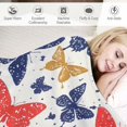 thumbnail image 3 of Fenyluxe Butterflies Pattern Soft Throw Blankets Flannel Bed Throw Cozy Lightweight Plush - All Seasons Usage - Excellent Hand Feel Blanket for Bed 60x80in, 3 of 6