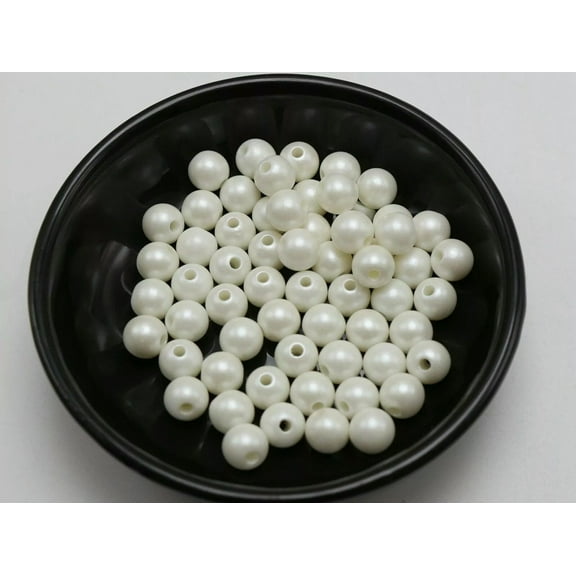U8MO 500 Matte White Acrylic Pearl Round Beads Imitation Pearl 6mm(1/4")