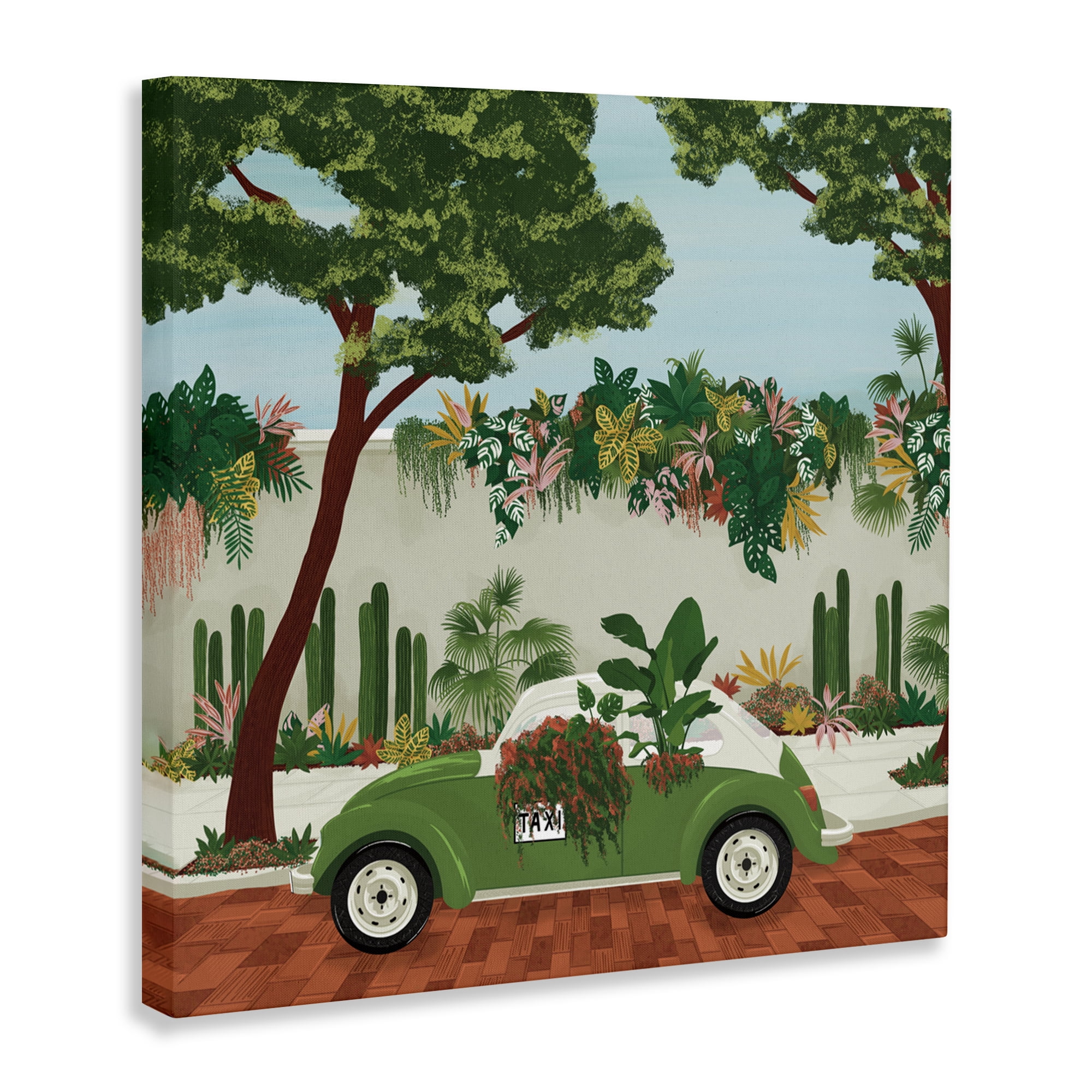 Stupell Industries Overgrown Garden Taxi Canvas Wall Art, design by Vero Illustrates
