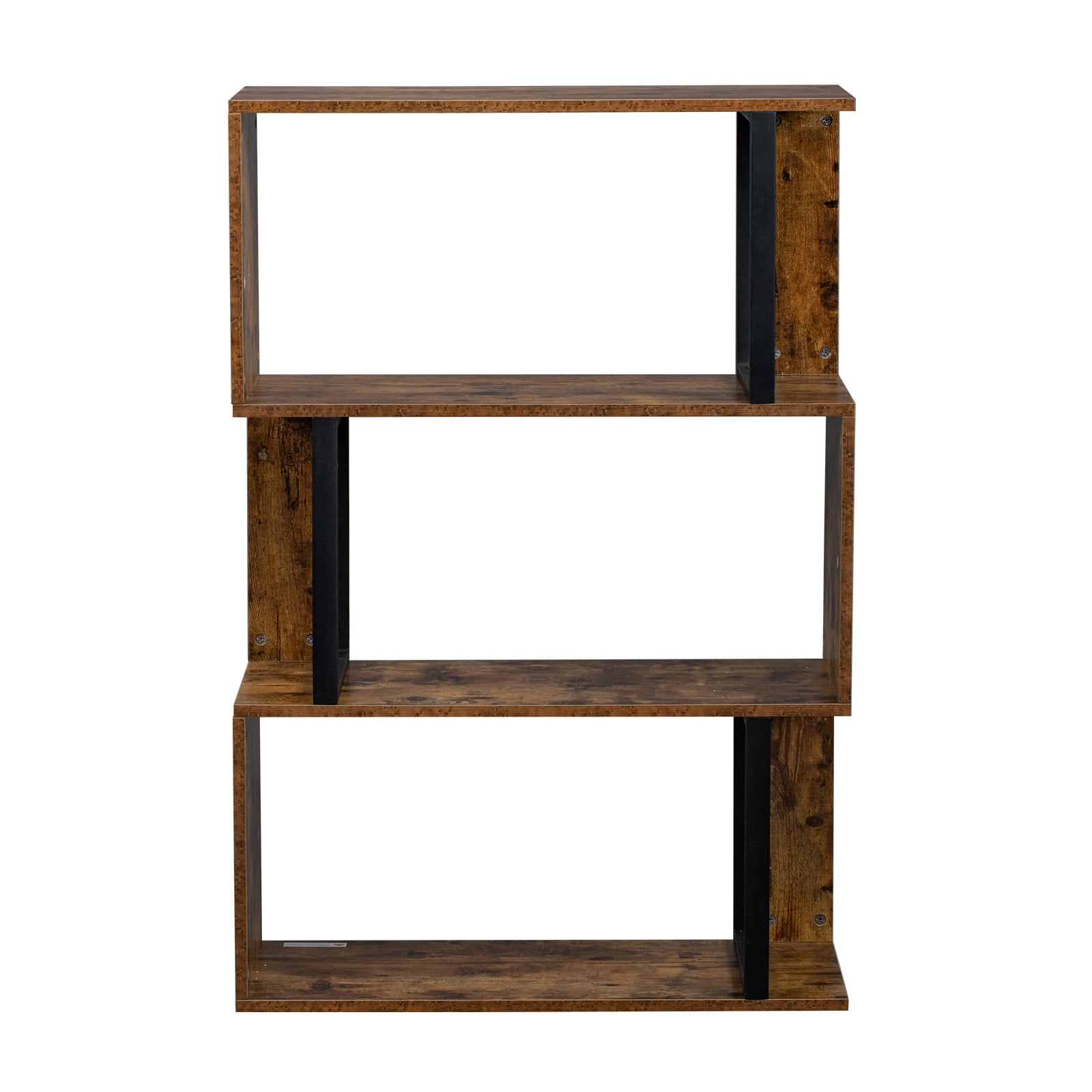 Kepooman Storage Cabinet Multifunctional Industrial S-Shaped Z-Shelf Bookshelves with 3 Storage Cabinet for Bedroom, Living Room, Study, Balcony, Rustic Brown Cabinet Organizers and Storage Kepooman Storage Cabinet Multifunctional Industrial S-Shaped Z-Shelf Bookshelves with 3 Storage Cabinet for Bedroom, Living Room, Study, Balcony, Rustic Brown Cabinet Organizers and Storage