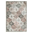 thumbnail image 2 of Aoile Washable Area Rugs 5' x 7', Moroccan Trellis Rug Non-slip Stain Resistant Accent Rug Vintage Distressed Floral Floor Cover Carpet for Dining Room Office Entry Rug, Pink/Grey, 2 of 9